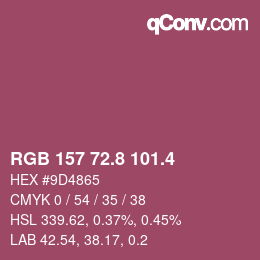 カラーコード: RGB 157 72.8 101.4 | qconv.com
