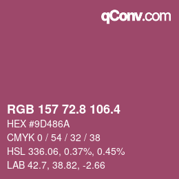 カラーコード: RGB 157 72.8 106.4 | qconv.com