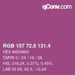 カラーコード: RGB 157 72.8 131.4 | qconv.com