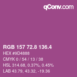 カラーコード: RGB 157 72.8 136.4 | qconv.com