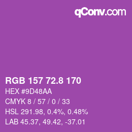 カラーコード: RGB 157 72.8 170 | qconv.com