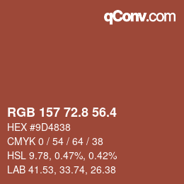 カラーコード: RGB 157 72.8 56.4 | qconv.com