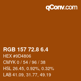 カラーコード: RGB 157 72.8 6.4 | qconv.com