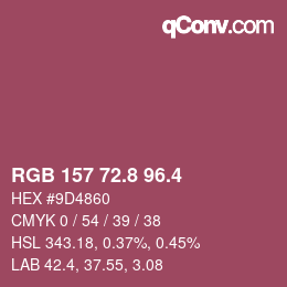 カラーコード: RGB 157 72.8 96.4 | qconv.com