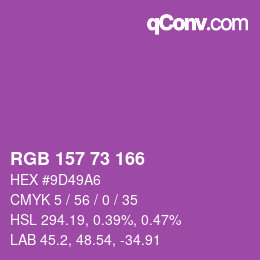 Farbcode: RGB 157 73 166 | qconv.com