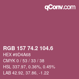 カラーコード: RGB 157 74.2 104.6 | qconv.com
