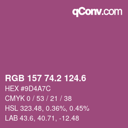 カラーコード: RGB 157 74.2 124.6 | qconv.com