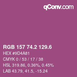 カラーコード: RGB 157 74.2 129.6 | qconv.com