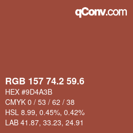 カラーコード: RGB 157 74.2 59.6 | qconv.com