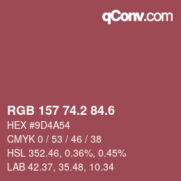 カラーコード: RGB 157 74.2 84.6 | qconv.com
