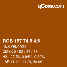 カラーコード: RGB 157 74.6 4.6 | qconv.com