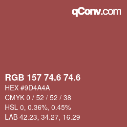 カラーコード: RGB 157 74.6 74.6 | qconv.com