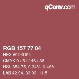 カラーコード: RGB 157 77 84 | qconv.com