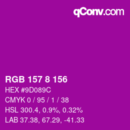 颜色代码: RGB 157 8 156 | qconv.com