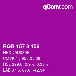 カラーコード: RGB 157 8 158 | qconv.com
