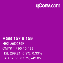 カラーコード: RGB 157 8 159 | qconv.com