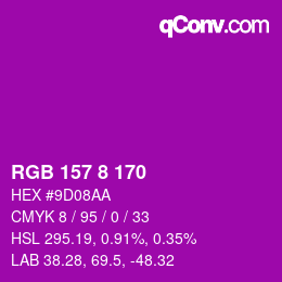 Color code: RGB 157 8 170 | qconv.com