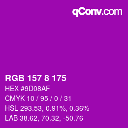 カラーコード: RGB 157 8 175 | qconv.com