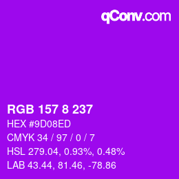 Color code: RGB 157 8 237 | qconv.com