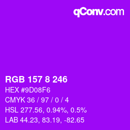Color code: RGB 157 8 246 | qconv.com