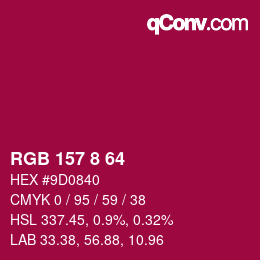 カラーコード: RGB 157 8 64 | qconv.com