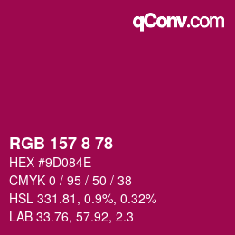 カラーコード: RGB 157 8 78 | qconv.com