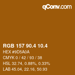 カラーコード: RGB 157 90.4 10.4 | qconv.com