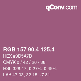 カラーコード: RGB 157 90.4 125.4 | qconv.com