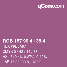 カラーコード: RGB 157 90.4 135.4 | qconv.com