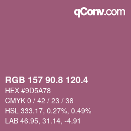 カラーコード: RGB 157 90.8 120.4 | qconv.com