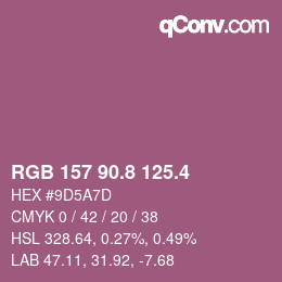 カラーコード: RGB 157 90.8 125.4 | qconv.com