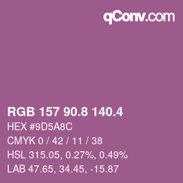 カラーコード: RGB 157 90.8 140.4 | qconv.com