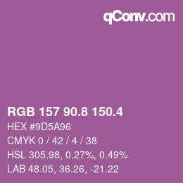 カラーコード: RGB 157 90.8 150.4 | qconv.com