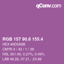 カラーコード: RGB 157 90.8 155.4 | qconv.com