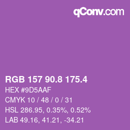 カラーコード: RGB 157 90.8 175.4 | qconv.com