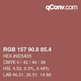 カラーコード: RGB 157 90.8 85.4 | qconv.com