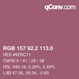 カラーコード: RGB 157 92.2 113.6 | qconv.com