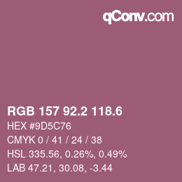 カラーコード: RGB 157 92.2 118.6 | qconv.com