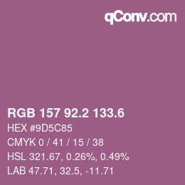カラーコード: RGB 157 92.2 133.6 | qconv.com