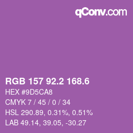 カラーコード: RGB 157 92.2 168.6 | qconv.com