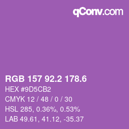 カラーコード: RGB 157 92.2 178.6 | qconv.com