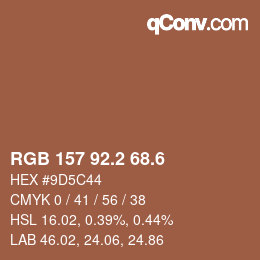 カラーコード: RGB 157 92.2 68.6 | qconv.com