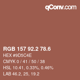 カラーコード: RGB 157 92.2 78.6 | qconv.com
