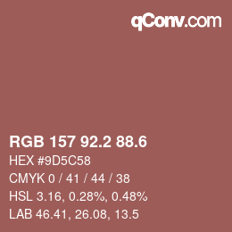 カラーコード: RGB 157 92.2 88.6 | qconv.com