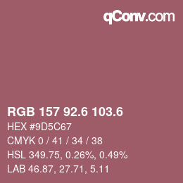 カラーコード: RGB 157 92.6 103.6 | qconv.com