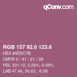 カラーコード: RGB 157 92.6 123.6 | qconv.com