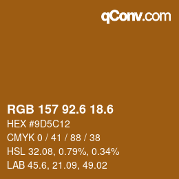 カラーコード: RGB 157 92.6 18.6 | qconv.com