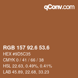 カラーコード: RGB 157 92.6 53.6 | qconv.com
