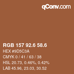 カラーコード: RGB 157 92.6 58.6 | qconv.com