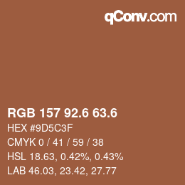 カラーコード: RGB 157 92.6 63.6 | qconv.com